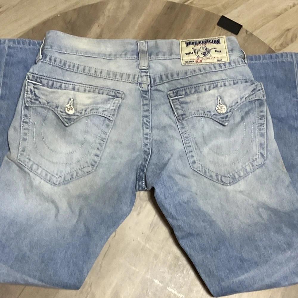True Religion Men's Light Blue Slim Straight Jeans